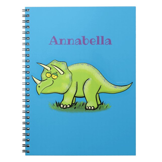 Cuaderno Personalizado de dinosaurios de triceratops verde  (Frente)