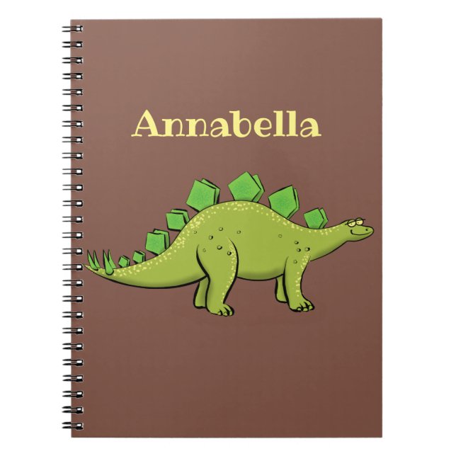 Cuaderno Personalizado de dinosaurios estegosaurios verdes  (Frente)
