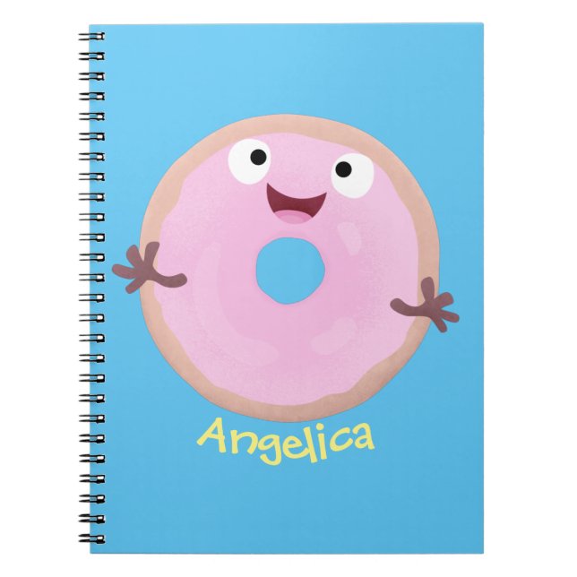 Cuaderno Personalizado de donut rosa alegre y brillante (Frente)
