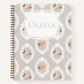 Cuaderno Personalizado de Encaje Floral Femenino