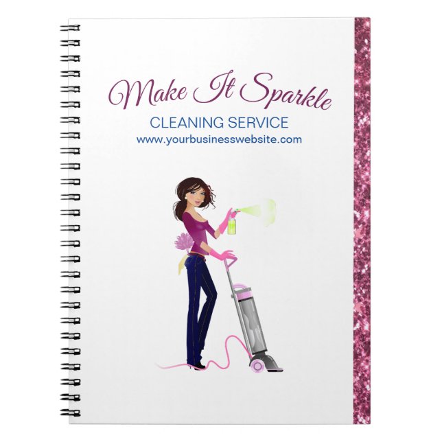Cuaderno Personalizado De Esparkle Cute Servicios De Limpie (Frente)