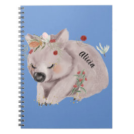 Cuaderno Personalizado de Especkle de Oro Cute Baby Wombat