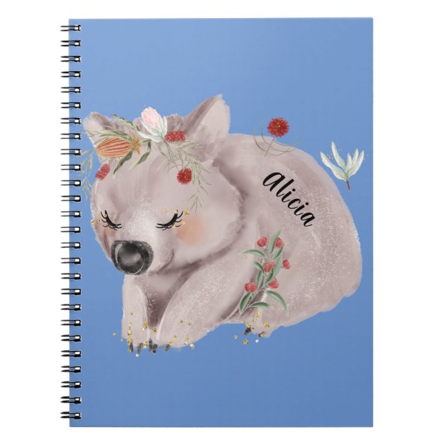 Cuaderno Personalizado de Especkle de Oro Cute Baby Wombat (Frente)