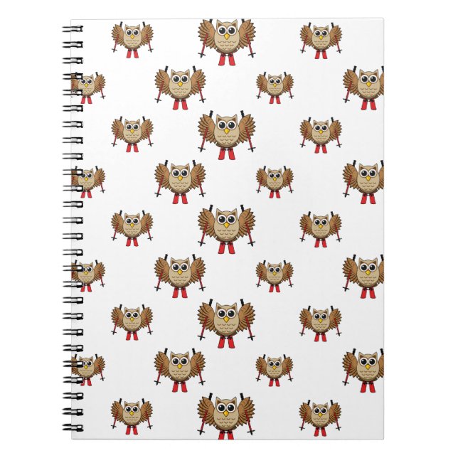 Cuaderno Personalizado de esquiar de búho (Frente)