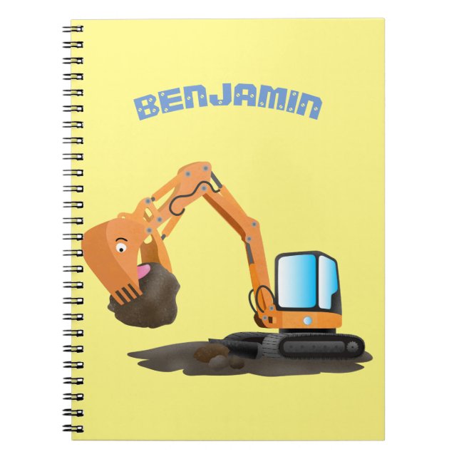 Cuaderno Personalizado de excavadora de naranja cúpula (Frente)