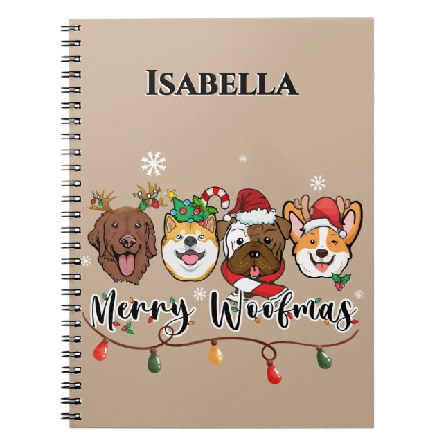 Cuaderno personalizado de Feliz Woofmas (Frente)