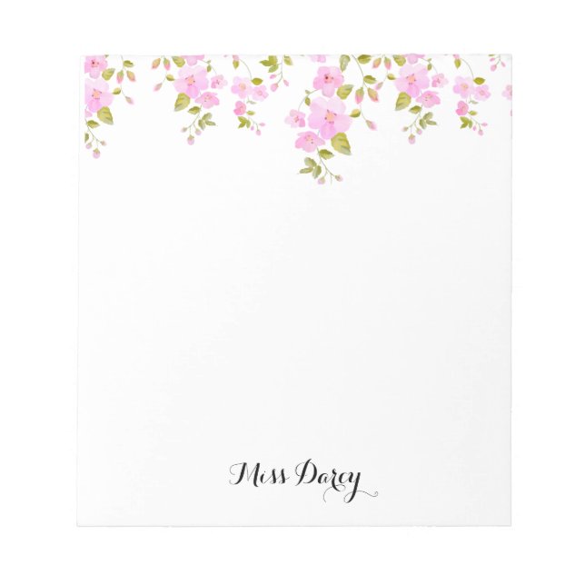 Cuaderno personalizado de flor de cerezo rosa feme (Frente)