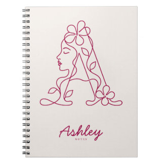 Cuaderno Personalizado de Floral Letra A | Nombre