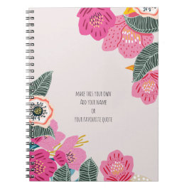 Cuaderno personalizado de flores abstractas rosas