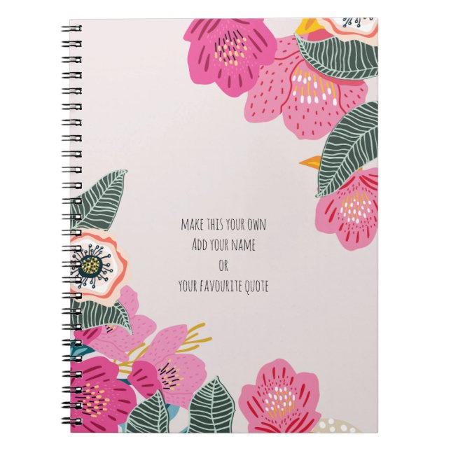 Cuaderno personalizado de flores abstractas rosas (Frente)