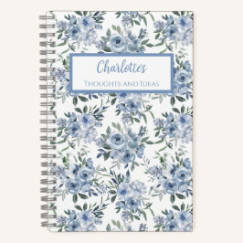 Cuaderno Personalizado de Flores Azules