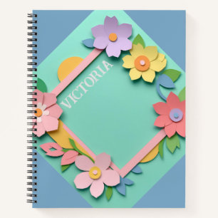 Cuaderno Personalizado de flores de corte de papel