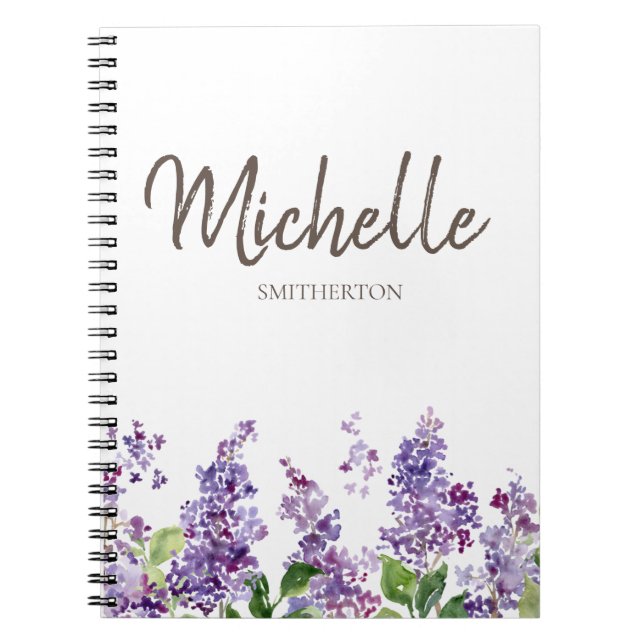 Cuaderno personalizado de flores florales de lavan (Frente)