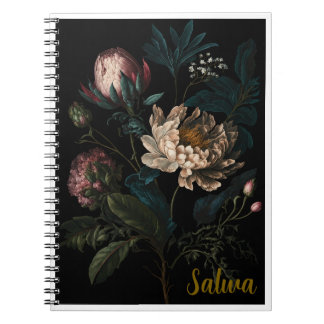 Cuaderno personalizado de flores oscuras