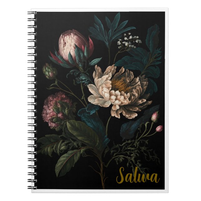 Cuaderno personalizado de flores oscuras (Frente)