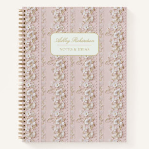 Cuaderno personalizado de flores rosadas