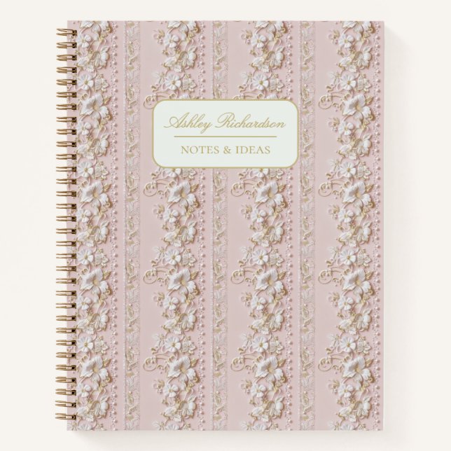 Cuaderno personalizado de flores rosadas (Anverso)