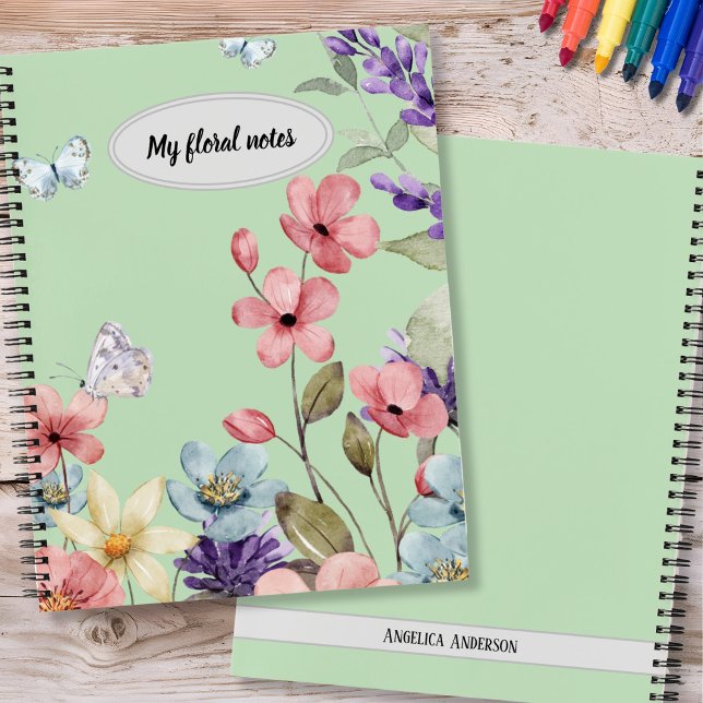 Cuaderno Personalizado de flores silvestres y mariposas (Subido por el creador)