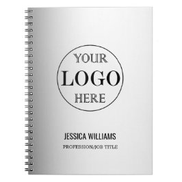 Cuaderno Personalizado de fondo gris borroso logotipo comer