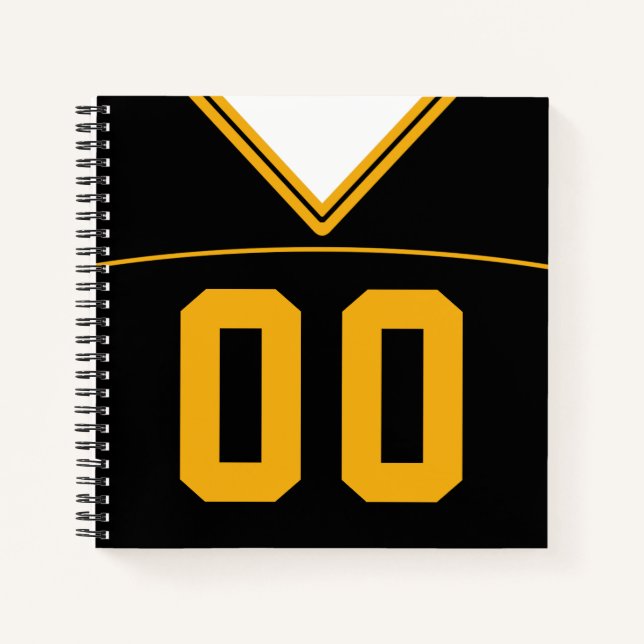 Cuaderno Personalizado de Football Jersey Black & Gold (Anverso)