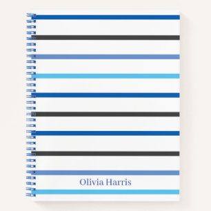 Cuaderno Personalizado de franjas azules y blancas con esti