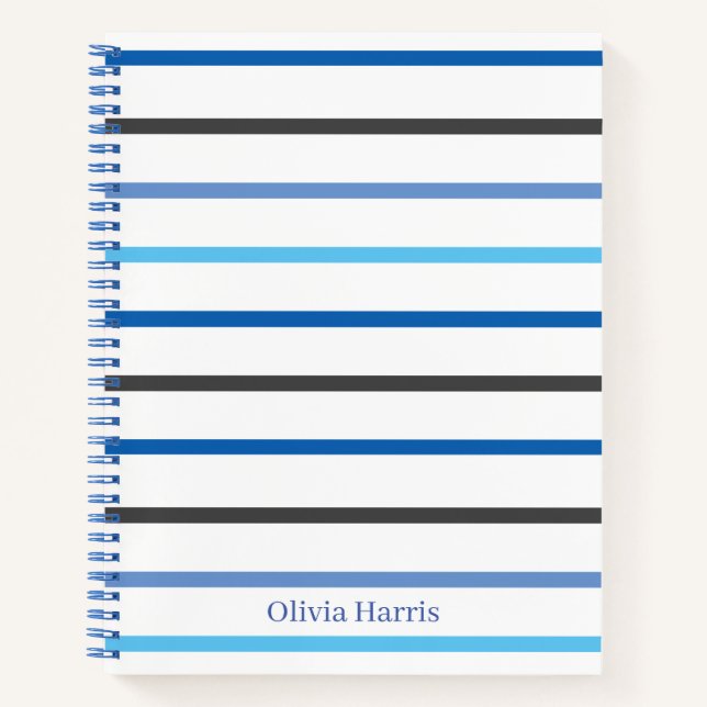 Cuaderno Personalizado de franjas azules y blancas con esti (Anverso)