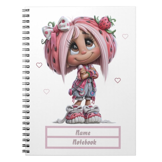 Cuaderno personalizado de fresa lindo (Frente)