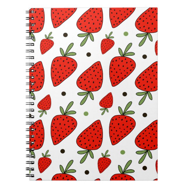 Cuaderno Personalizado de fresas rojas patrón sin foco (Frente)