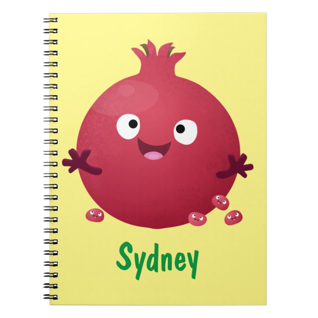 Cuaderno Personalizado de frutas pomegranadas alegres (Frente)