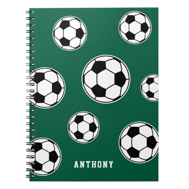 Cuaderno Personalizado de Fútbol Verde para Niños  (Frente)