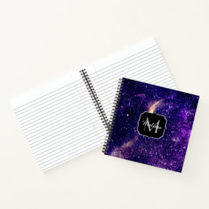Cuaderno Personalizado de galaxia abstracta violeta monogra