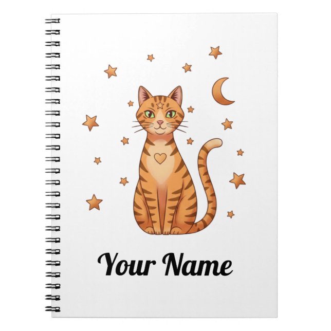 Cuaderno personalizado de gato atigrado naranja (Frente)