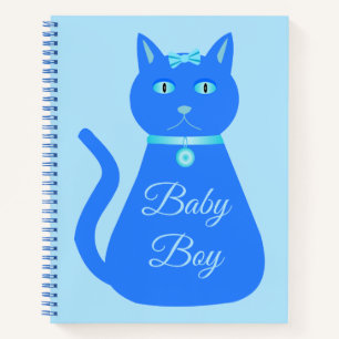 Cuaderno Personalizado de gato de niño pequeño azul