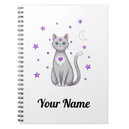 Cuaderno personalizado de gato gris místico