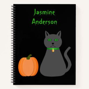 Cuaderno Personalizado de gatos y calabazas de Halloween