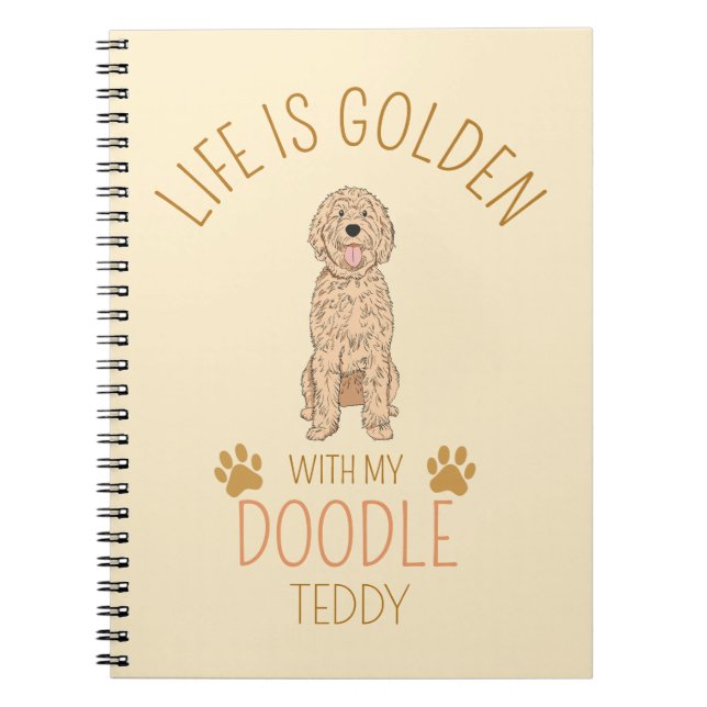 Cuaderno personalizado de Golden Doodle con el nom (Frente)