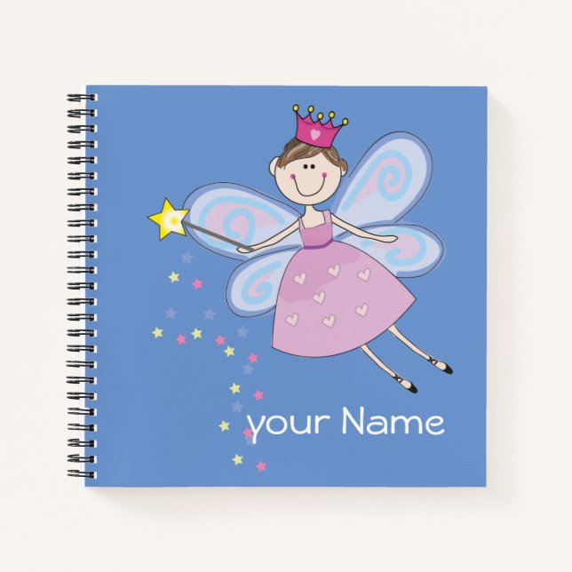 Cuaderno Personalizado de hadas azul morado rosado personal (Anverso)