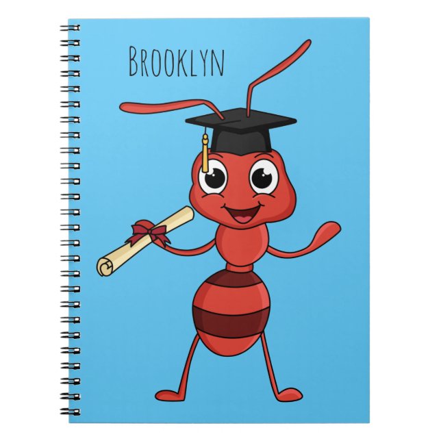 Cuaderno Personalizado de hormiga roja feliz (Frente)