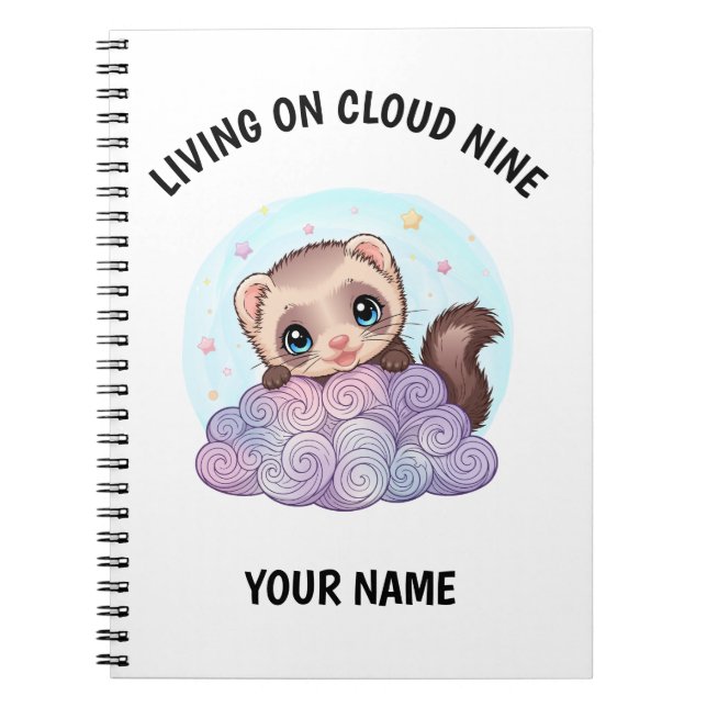 Cuaderno personalizado de hurón adorable con texto (Frente)