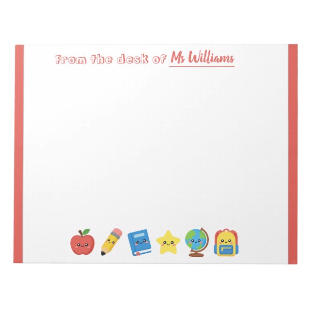 Cuaderno Personalizado de Iconos Escolares Lindos  (Frente)