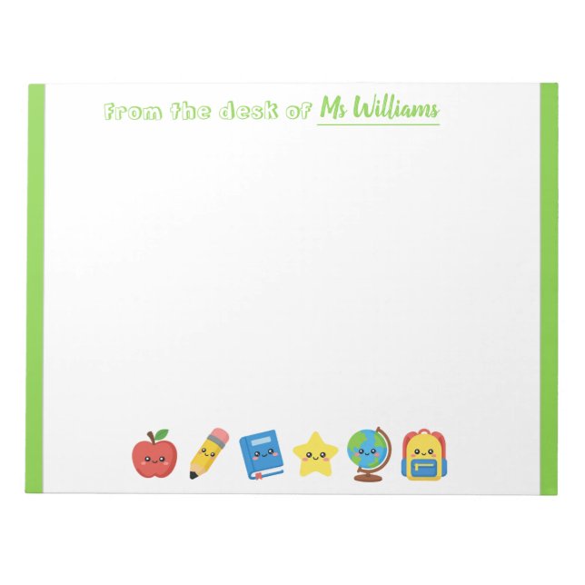 Cuaderno Personalizado de Iconos Escolares Lindos  (Frente)