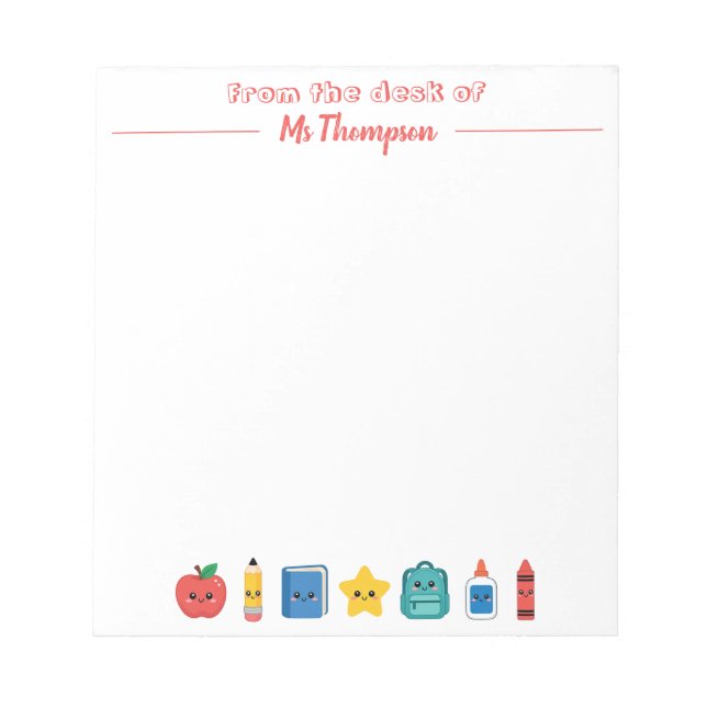 Cuaderno Personalizado de Iconos Escolares Lindos  (Frente)