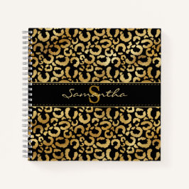 Cuaderno Personalizado de impresión de leopardo dorado port