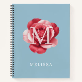 Cuaderno Personalizado de Inicial de Rosa | Floral