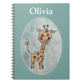 Cuaderno personalizado de jirafa pintado a mano
