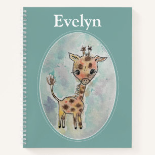 Cuaderno personalizado de jirafa pintado a mano