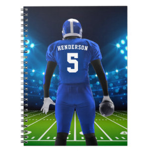 Cuaderno personalizado de jugador de fútbol azul