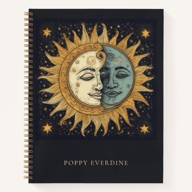 Cuaderno Personalizado de la cara mística celestial de la l (Anverso)