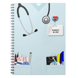 Cuaderno personalizado de la enfermera azul claro