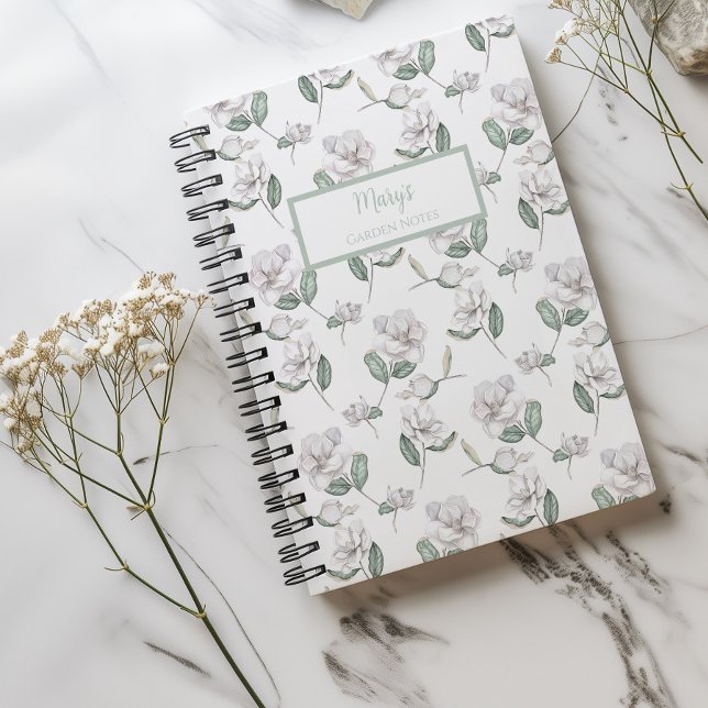 Cuaderno Personalizado de la Flor de Magnolia (Magnolia Flower Spiral Notebook)